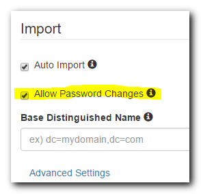 Import Reset User settings